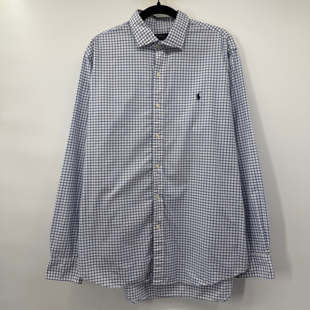 Polo Ralph Lauren Mens XL Button Down Shirt Blue White Check Pony